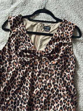 Kate Spade Spotted Leopard Bow Knot Tank Top Size 14 Back Zip